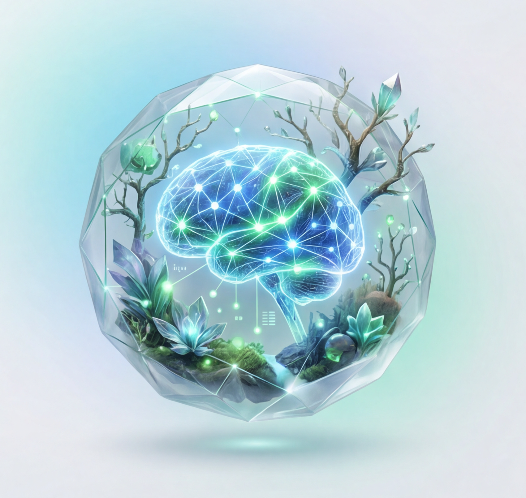 AI brain in crystal sphere